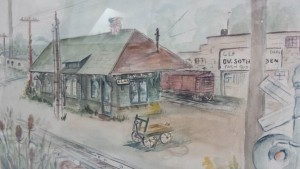 Mill & Train Station Painting